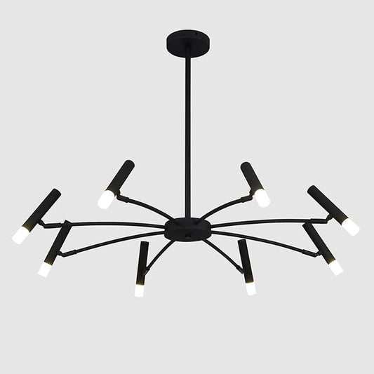 KCO Lighting 8 Light Black Metal Light Fixture Modern Foyer Chandelier Lighting Mid Century Industrial Sputnik Chandeliers Contemporary High Ceiling Chandelier Lights for Dining Room