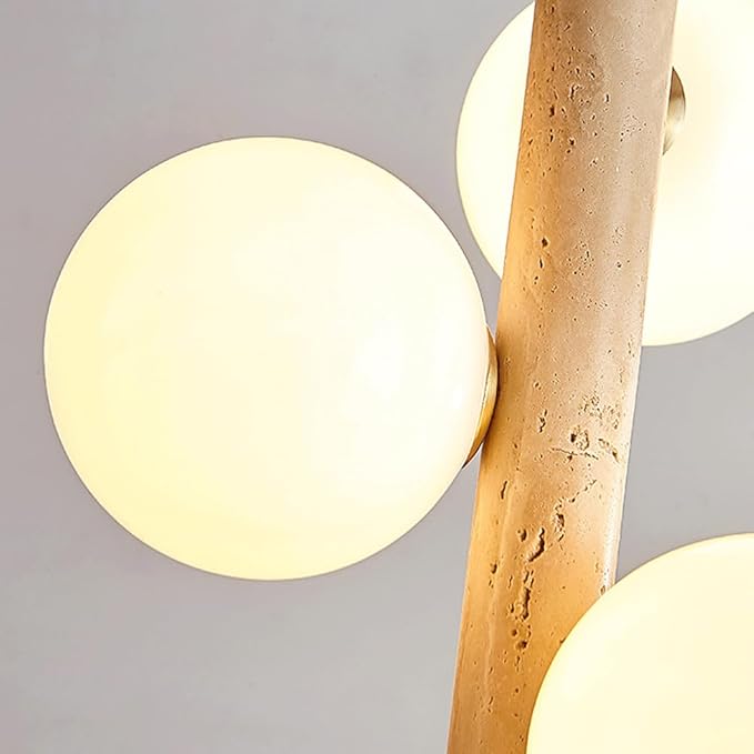 Modern Natural Yellow Cave Stone Pendant with Glass Shade Linear Chandelier, Modern Minimalist 2/3 Light, Suitable for Dining Room, Balcony, Corridor Lighting Stone Lamps