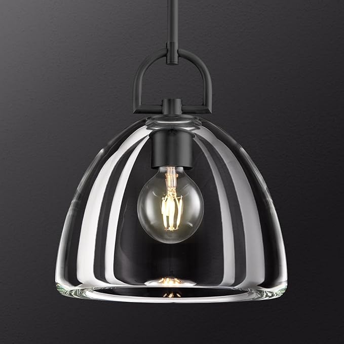 Crystal Black Pendant Lights Kitchen Island, 11" Crystal Dome Pendant Lighting, Modern Island Lights for Kitchen, Farmhouse Crystals Dome Black Pendant Light for Hallway Dining Room Bedroom