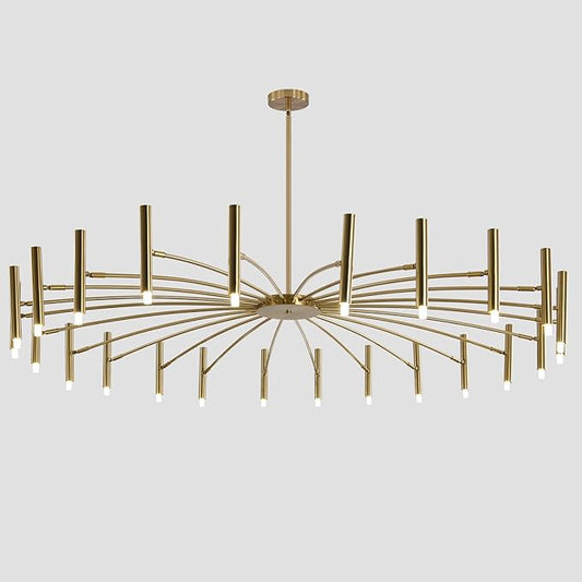 KCO Lighting Mid Century Modern Gold Sputnik Chandelier 24-Light Antique Brushed Brass Large LED Chandeliers Farmhouse Hanging Semi Flush Mount Ceiling Light Kitchen Island Dining Pendant Lights