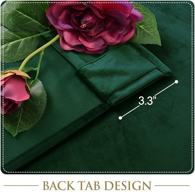 StangH Dark Green Velvet Curtains - Room Darkening Window Curtain for Bedroom, Privacy Panels for Kids Super Soft Chic Home Decoration for Christmas/Closet, W52 x L84, 2 Panels