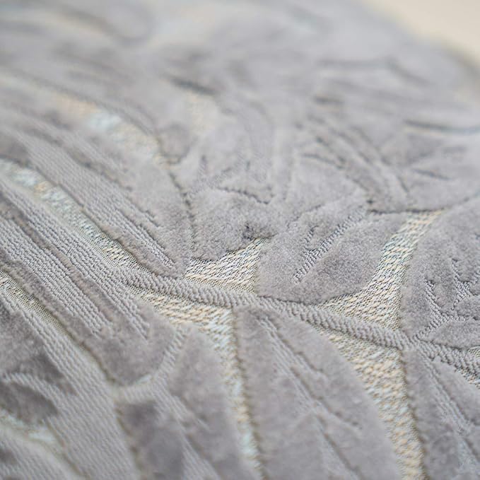 Alerfa 18 x 18 Inch Gray Silver Square Maple Leaf Pillow Embroidery Cut Velvet Cushion Case Luxury Modern Lumbar Throw Pillow Cover Decorative Pillow for Couch Sofa Living Room Bedroom Car