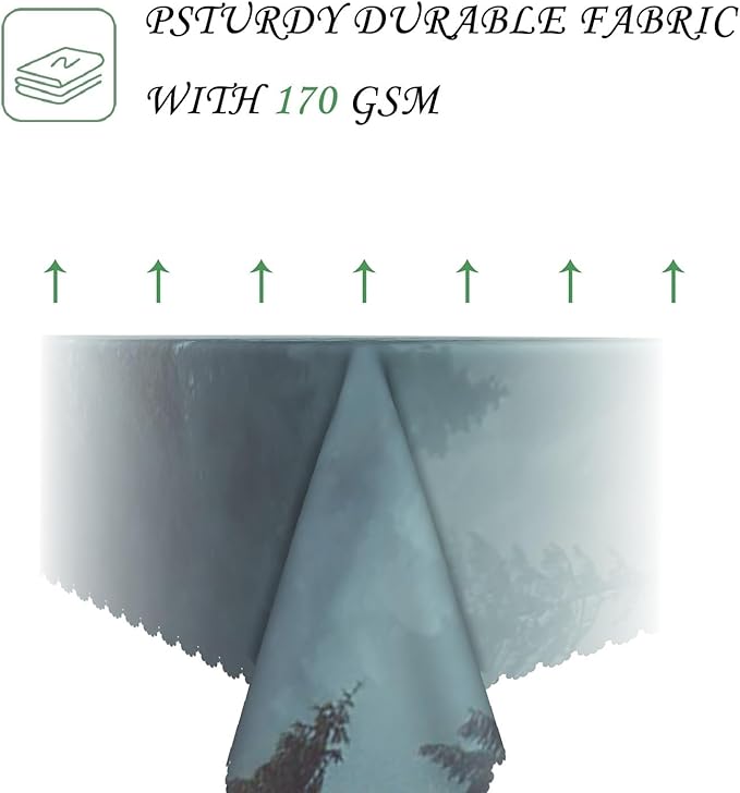 52x70 Inch Nature Rectangular Tablecloth Wild Foggy Forest Table Cloth Waterproof Durable Table Cover for Holiday Picnic Dinner BBQ Decor
