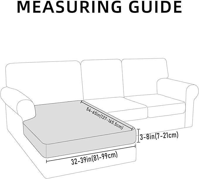 hyha Couch Cushion Covers, Stretch Sofa Seat Cushion Slipcover, Sectional Couch Covers L Shape with Elastic Bottom for Sectional Sofa(Chaise, Green)