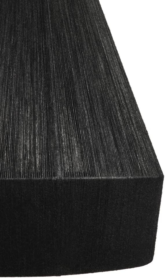 IKAL Black Jute Pendant Light Fixture - Semi Flush Mount - Contemporary Art Deco for Kitchen, Living Room, Bedroom, Outdoors. (Black Cable)