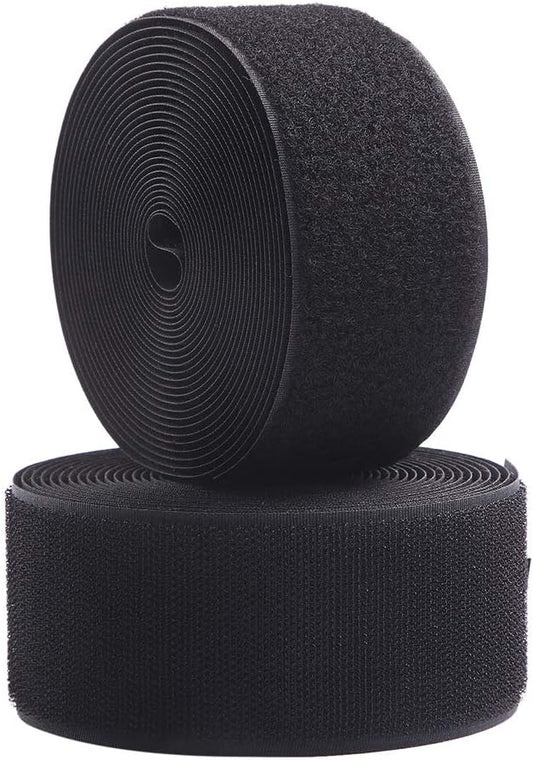 Sew on Hook and Loop Style 3 Inch Non-Adhesive Back Nylon Strips Fabric Fastener Non-Adhesive Interlocking Tape Black,5 Yard