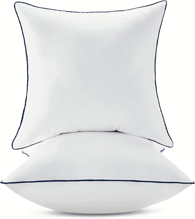20x20 Inch Pillow Inserts Set of 2-100% Cotton Cover, Square Decorative Throw Pillows for Couch, Sofa, Chair, or Bed (2 Pack, 20x20 Inch)
