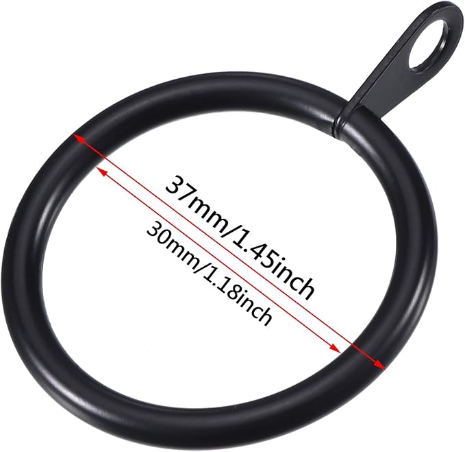 Shappy 20 Pack Metal Black Curtain Rings 1.2 inch Metal Hanging Rings for Curtains and Rods Drape Sliding Eyelet Rings Internal Diameter