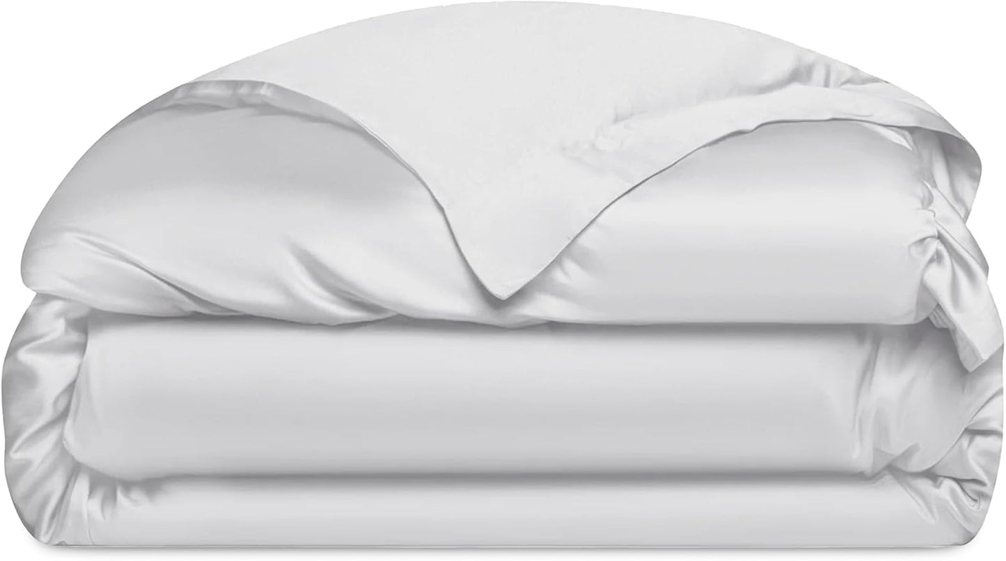 Cozy Earth Luxury Duvet Cover Queen - 100% Viscose from Bamboo - Ultra-Soft, Cooling & Lightweight Duvet Cover - Temperature-Regulating Bedding with Concealed Zip & Interior Snap Closures - White