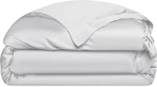 Cozy Earth Luxury Duvet Cover Queen - 100% Viscose from Bamboo - Ultra-Soft, Cooling & Lightweight Duvet Cover - Temperature-Regulating Bedding with Concealed Zip & Interior Snap Closures - White