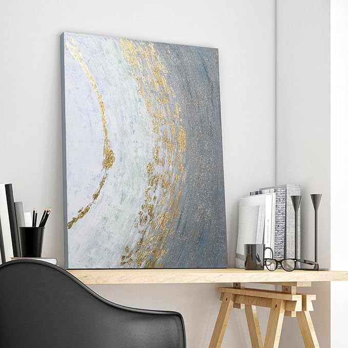 Empire Art Direct Abstract Wall Art Textured Hand Painted Canvas by Martin Edwards, Unframed, 40" x 30", Golden Tundra