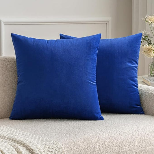 MIULEE Pack of 2 Royal Blue Pillow Covers 20x20 Inch Decorative Velvet Throw Pillow Covers Modern Soft Couch Throw Pillows Farmhouse Home Decor for Spring Sofa Bedroom Living Room