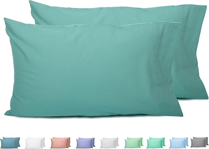 Sunflower Queen Pillowcases Set of 2, 100% Cotton Queen Pillow Cases 2, 20×30 inches Lagoon, Soft and Breathable
