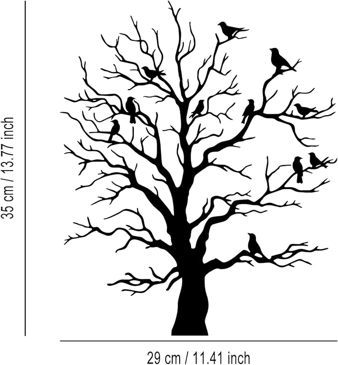 LIYOUYA Tree Bird Metal Wall Decor - Rustic Farmhouse Room Decor Simple Black Wall Art Home Decor for Living Room, Bedroom, Dining Room, Courtyard (Black)
