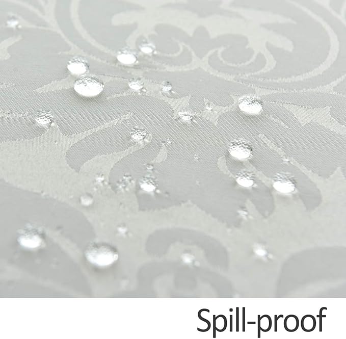 maxmill Square Tablecloth Damask Design Water Proof Wrinkle Free Heavy Weight Soft Tablecloth Decorative Table Cover for Outdoor and Indoor Use Square 60 x 60 Inch Ivory