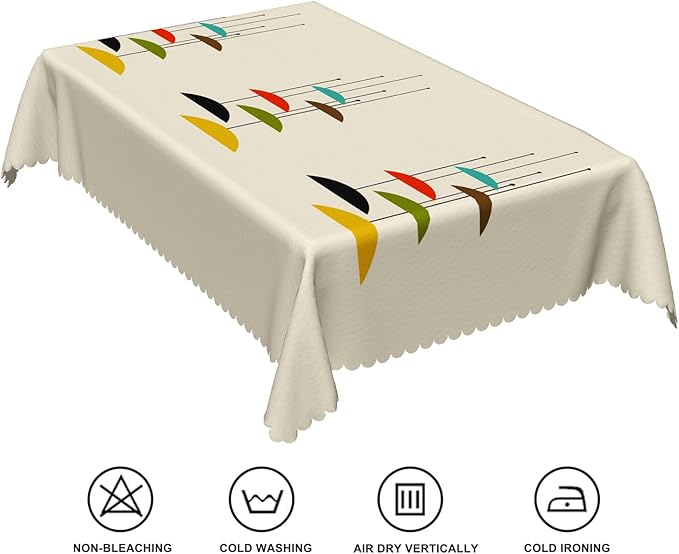 70x108inches Mid Century Tablecloth Modern Geometric Abstract Art Rectangle Table Cloth Waterproof and Stain Resistant Fabric Table Cover for Kitchen Dining Room Cafe Patio Indoor Outdoor Use