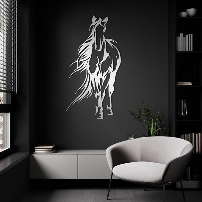 Metal Horse Wall Art, Large Horse Wall Art, Metal Wall Art Wildlife, Bucking Horse Decor, Horse Metal Sign, Horse Statues Home Decor, Rustic Farmhouse Decor, Horse Lovers Gifts (Gold, 24"x12"/60x32cm)