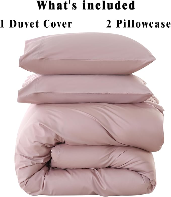 100% Organic Cotton Oversized King Duvet Cover 400 Thread Count Percale 120x98 Inches Sateen Comforter Cover Soft and Breathable Bedding Set 3 Piece（Light Pink,Oversized King）