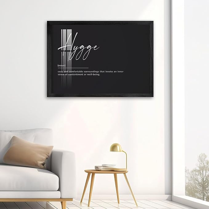 Hygge Print, Hygge Definition Poster, Hygge Gift, Hygge Sign, Scandinavian Print, Danish Print, Danish Wall Art Poster Wall Art Bedroom Decor Office Room Kitchen Decor Wood Black-style 16x24inch(40x6