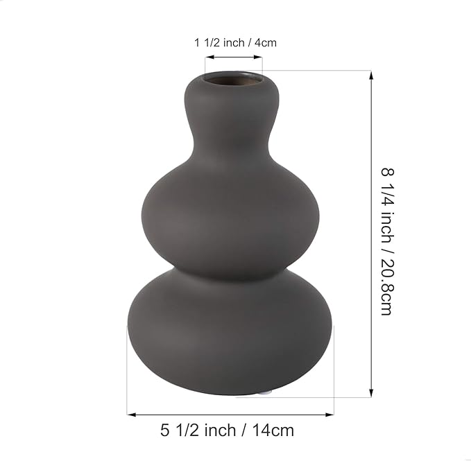 Ceramic Vase for Decor, Black Modern Vases for Home Decor Living Room, Home, Office, Centerpiece,Table and Wedding