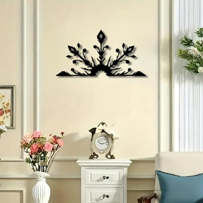 Snowflake Metal Wall Art, Geometric Metal Wall Decor, Nordic Style Wall Sculpture for Bedroom, Winter Home Decor Accent, Housewarming Gift (White-19"X9")