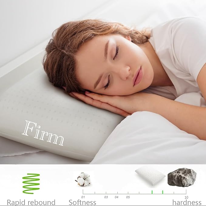 100% Talalay Latex Pillow, Luxury Queen Sleeping Bed Pillow for Side, Back, and Stomach Sleepers, Extra Soft Natural Latex Foam Pillow, Removable Breathable Cotton Cover (Firm, Standard)