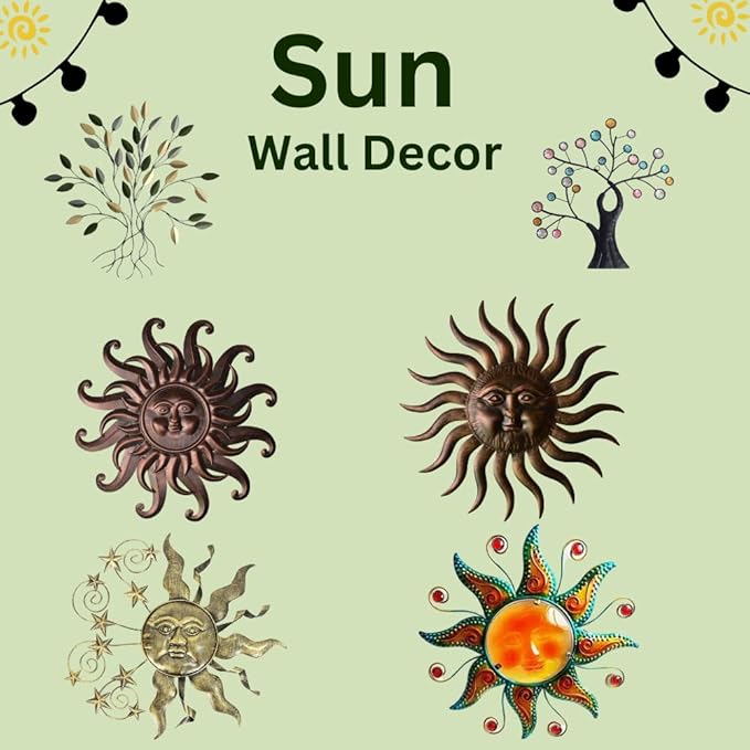 Comfy Hour Metal Wall Art Decor Outdoor Inside with 3D Sun Face, 31" Large Outside Sun Metal Decorations Hanging on House, Living Room, Bedroom, Patio, Fence, Yard (Bronze)