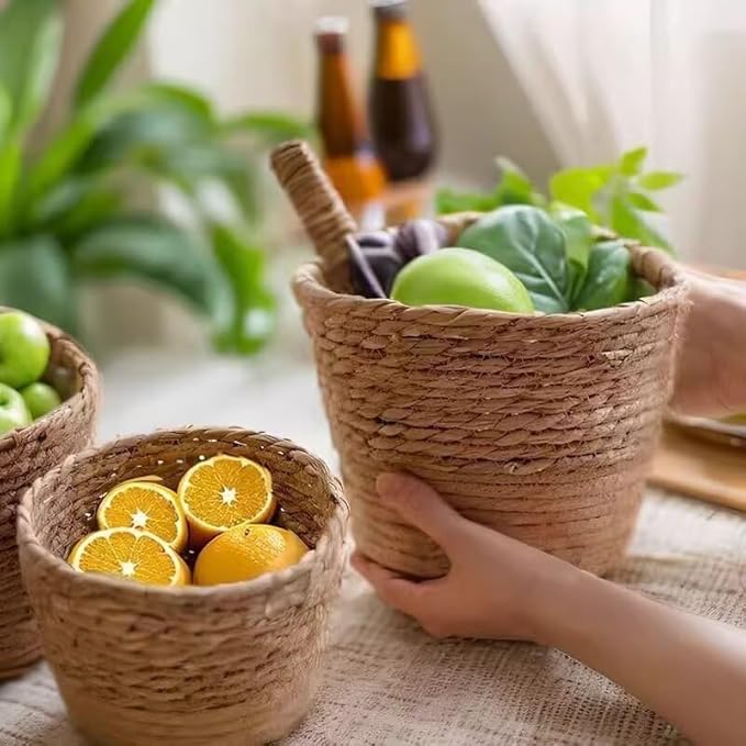 Kerio Seagrass Planter Basket Hand-Woven Flower Pots Cover Plant Containers Plant Baskets for Indoor Outdoor, S