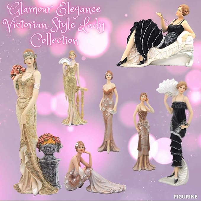 Comfy Hour Glamour Elegance Victorian Style Lady Collection Standing Lady Leaning Against Stair Handrail Collectible Figurine,13-inch Height, Silvery, Polyresin