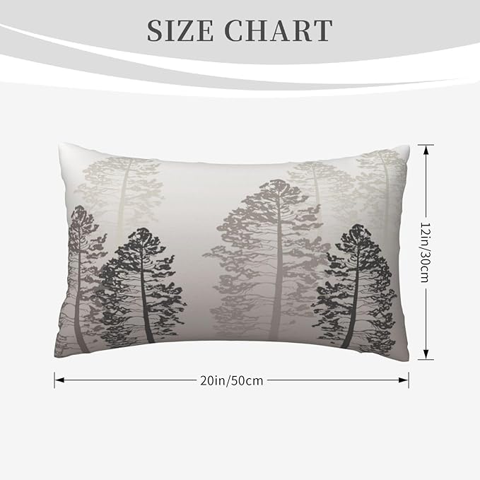 Grey Tree Lumbar Pillow Covers 12x20 Inch Set of 2 Forest Gray Beige Throw Pillow Cover Nature Pine Trees Pillowcase Cushion Cases for Home Couch Bed Sofa