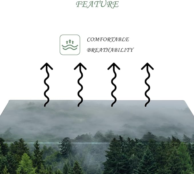 54x108 Inch Nature Rectangular Tablecloth Foggy Mountain Pine Woodland Fairy Table Cloth Waterproof Durable Table Cover for Holiday Picnic Outdoor BBQ Decor