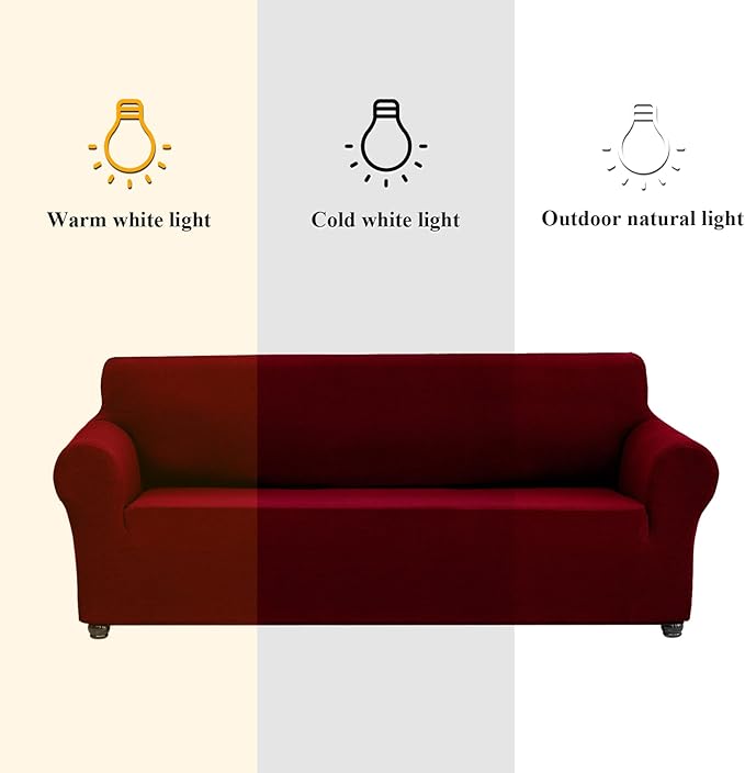 Joccun Stretch Couch Cover Slipcovers, 1-Piece Sofa Covers for 3 Cushion Couch Spandex Jacquard Washable Furniture Protector Cover for Living Room,Kids,Pets(Sofa,Red Dahlia)