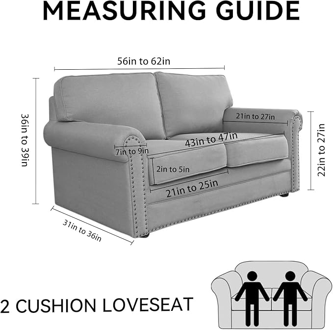 100% Waterproof Loveseat Cover 3-Piece Set Striped Loveseat Slipcovers for 2 Cushion Couch Sofa Covers with TPU Leakproof Bottom Stretch Couch Protector Pet Proof - Loveseat, Black