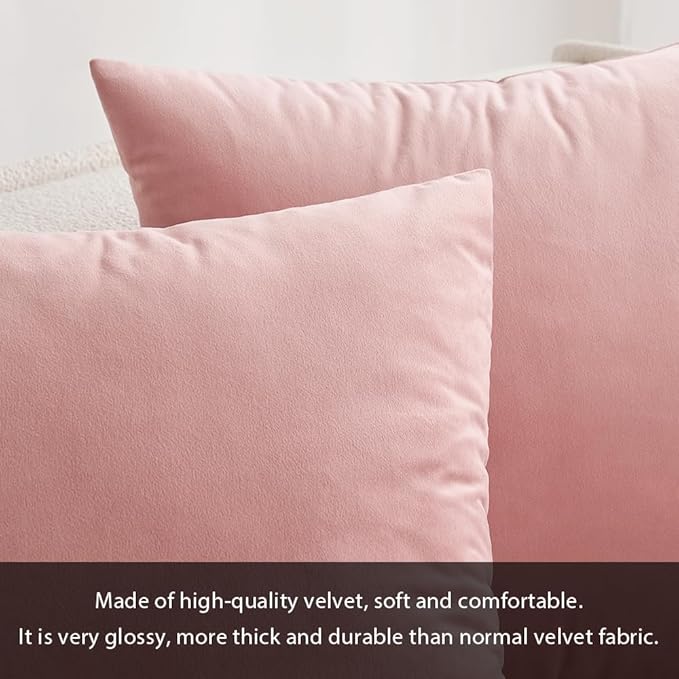 MIULEE Pack of 2 Pillow Covers Velvet Throw Pillow Covers Decorative Cushion Case for Spring Sofa Bedroom Couch 12x20 Inch Dusty Pink
