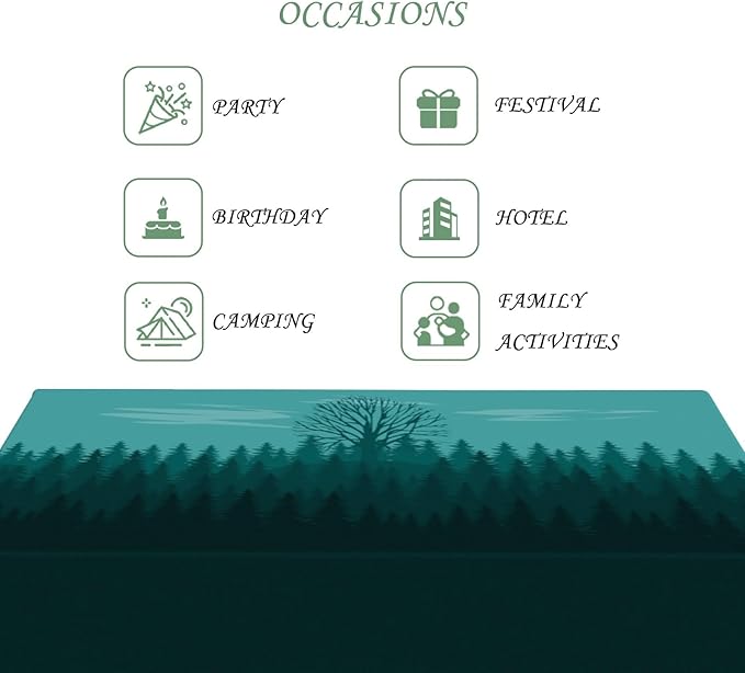 60x120 Inch Nature Rectangular Tablecloth Illustrated Forest Table Cloth Waterproof Durable Table Cover for Picnic Indoor Gaming Room Decor