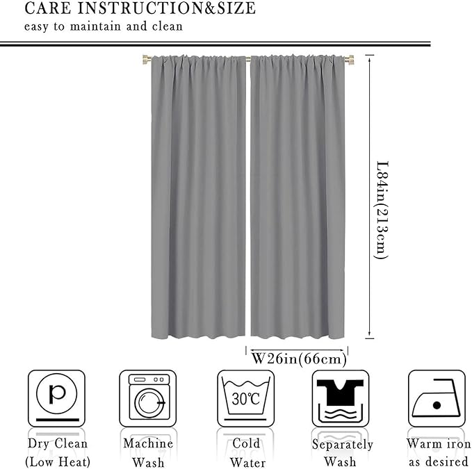 Gothic Halloween Full Moon Blackout Curtains, Gothic Halloween Night Black Bat Crow Print Window Drapes, for Kids Boys Bedroom Living Room 26(W)*84(L) 2 Panels