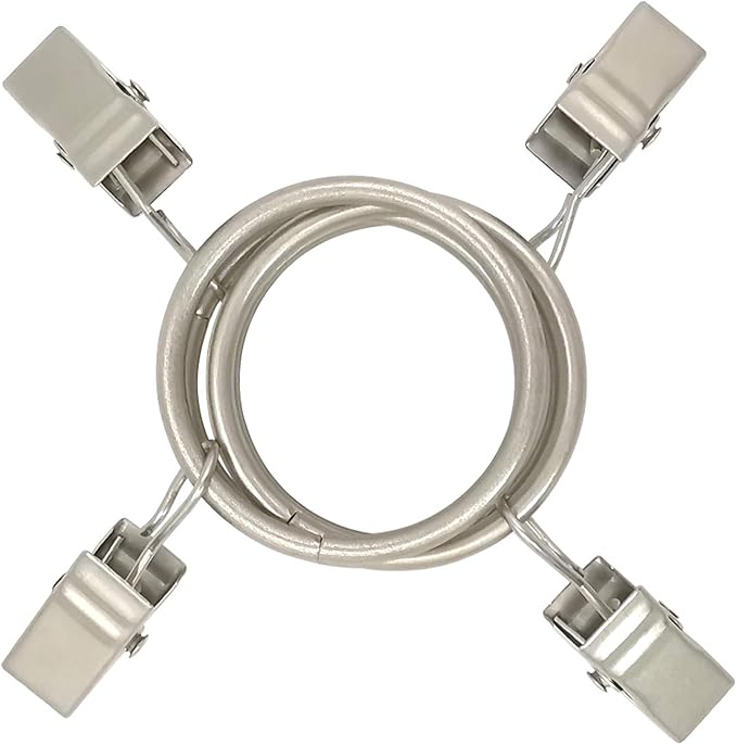 100 Pack Curtain Rings with Clips, Curtain Clip Rings Hooks, Bow Hanger Clips for Hanging Drapery Drapes Bows, Ring 1.26 inch Interior Diameter, Fits up to 1" Rod, Matte Silver