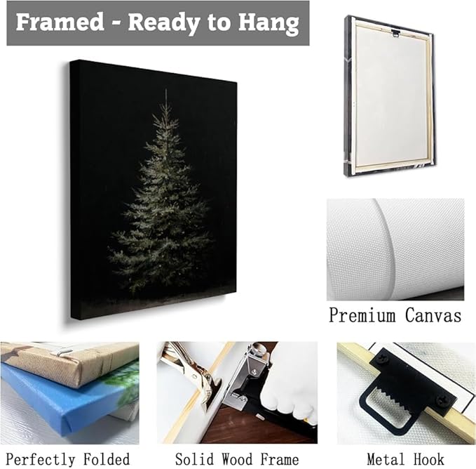 Moody Christmas Wall Art Prints,Dark Christmas Tree Poster,Rustic Winter Decor,Holiday Cottagecore Artwork,Dark Academia Winter Prints
