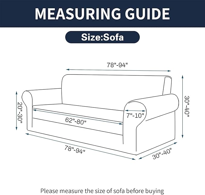 Cupuamon 2025 New Stretch Sofa Slipcovers Couch Cover for 3 Cushion Furniture Protector Sofa Covers with Elastic Bottom Jacquard Fabric Small Checks for Pets, Kids -Sofa, Silver