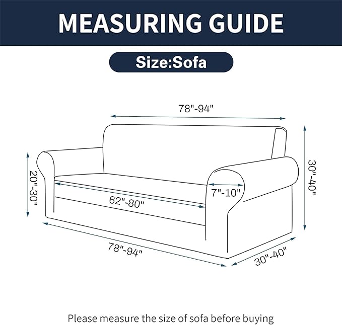 Cupuamon 2025 New Stretch Sofa Slipcovers Couch Cover for 3 Cushion Furniture Protector Sofa Covers with Elastic Bottom Jacquard Fabric Small Checks for Pets, Kids -Sofa, Charcoal