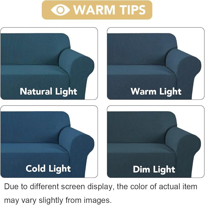 H.VERSAILTEX Stretch Sofa Cover Loveseat Slipcover|Sofa Cover for Dogs 1 Piece with Elastic Bottom, Textured Checked Jacquard Fabric(Loveseat 58"-70" Wide, Deep Teal)