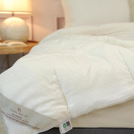 CUDDLE DREAMS Wool Comforter Duvet Insert, 100% Australian Wool Filling with Soft Noiseless Cotton Shell, Natural Warmth (Midweight for All Season, Twin)