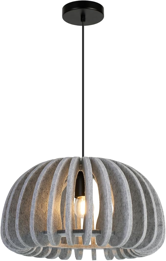 Pendant Light with Felt Lampshade, Modern Hanging Lamp Fixture, DIY Acoustic Pendant Light Chandeliers for Kitchen Island, Living Room, Dining Room, Bedroom, Office (D13.7"x7.8")