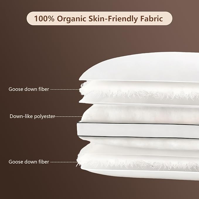 Feather Down Pillows Queen Size Set of 2 Pack, Luxury Hotel Collection Bed Pillows for Sleeping, Fluffy Soft Medium Firm Down Surround Gusseted Pillows for Side Back Stomach Sleepers 20 x 30 in