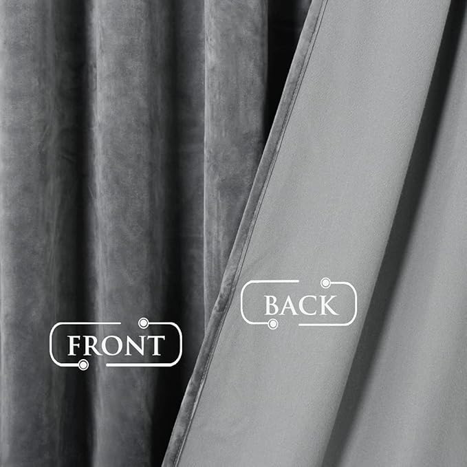 StangH Light Grey Velvet Drapes 90 inches, Luxury Home Decoration Heavy Thick Light Blocking Windproof Window Curtains for Living Room Sliding Door Patio, W52 x L90, 2 Panels