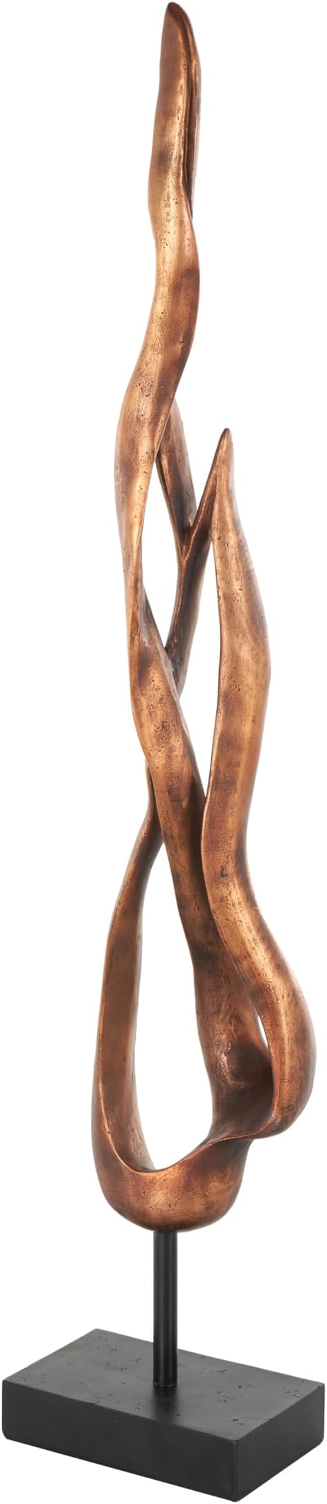 Deco 79 Polystone Abstract Decorative Sculpture Abstract Home Decor Statue with Rectangle Black Base, Accent Figurine 6" x 4" x 32", Bronze