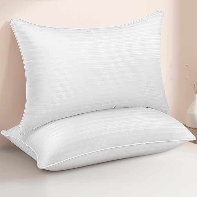 Bed Pillows King Size Set of 2 - Premium Down Alternative Cooling Pillows for Side, Back, and Stomach Sleepers Hotel Quality Fluffy Soft Microfiber Fill Breathable Skin-Friendly