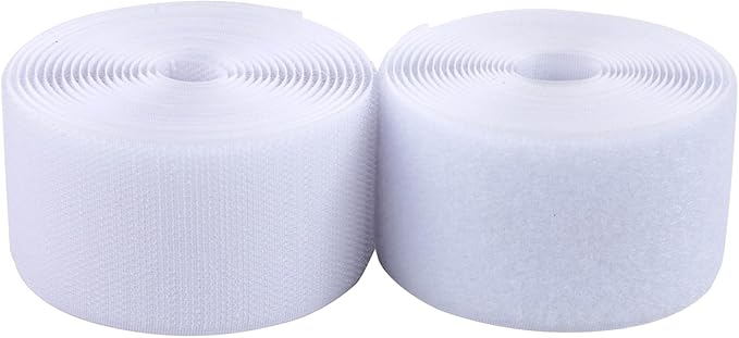 2 Inch Sew on Hook and Loop Strips | Easy to Sew | Excellent Grip | Non-Adhesive Back Nylon Fabric Fastener Strips for Clothing Sewing Crafts and DIY Projects, White, 2in x 3yd