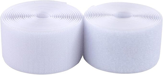 2 Inch Sew on Hook and Loop Strips | Easy to Sew | Excellent Grip | Non-Adhesive Back Nylon Fabric Fastener Strips for Clothing Sewing Crafts and DIY Projects, White, 2in x 3yd