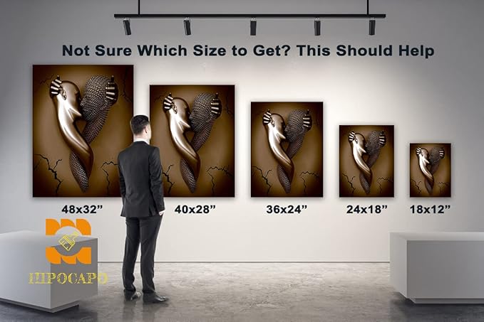 3D Metal Effect Wall Art - 3D Metal Art Wall, Modern Abstract Hug Lovers Painting Picture Poster Prints for Bathroom, Romantic Couple Living Room Canvas Wall Art Framed 28”x40”x1Pcs